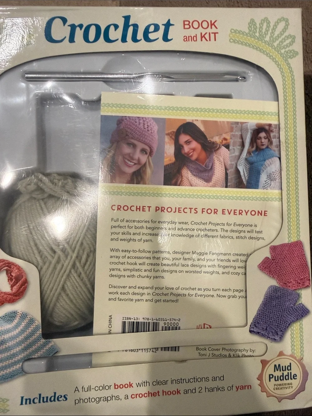 Crochet Book and Kit with Beige Yarn